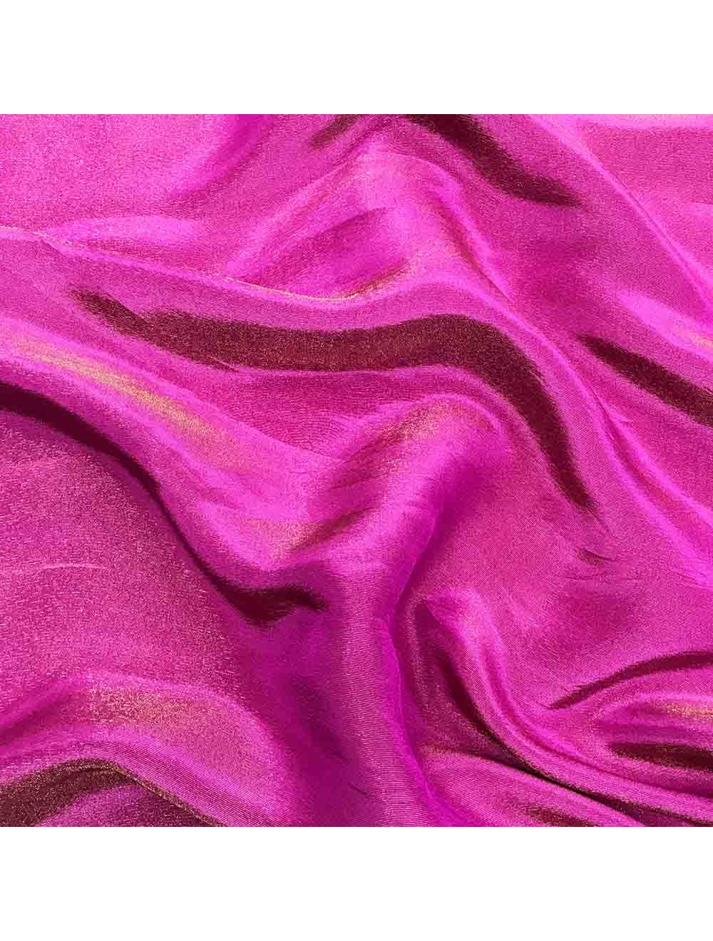 Hot Pink Plain Viscose Gold Tissue Silk Fabric