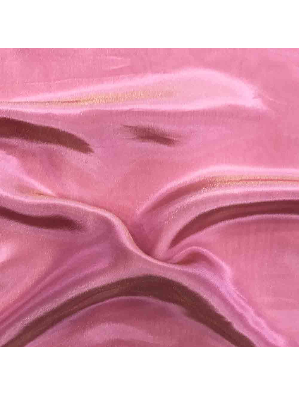 Pink Plain Viscose Gold Tissue Silk Fabric