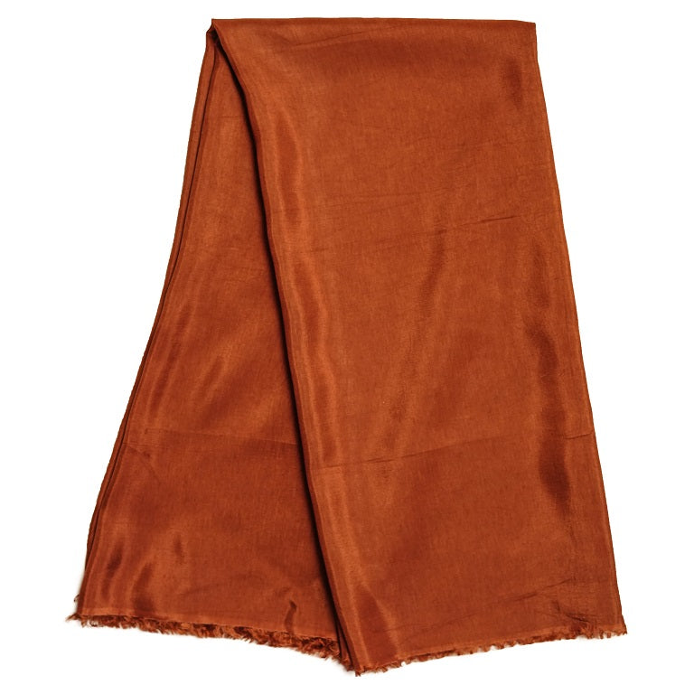 Rust Brown Plain Viscose Dola Silk Fabric