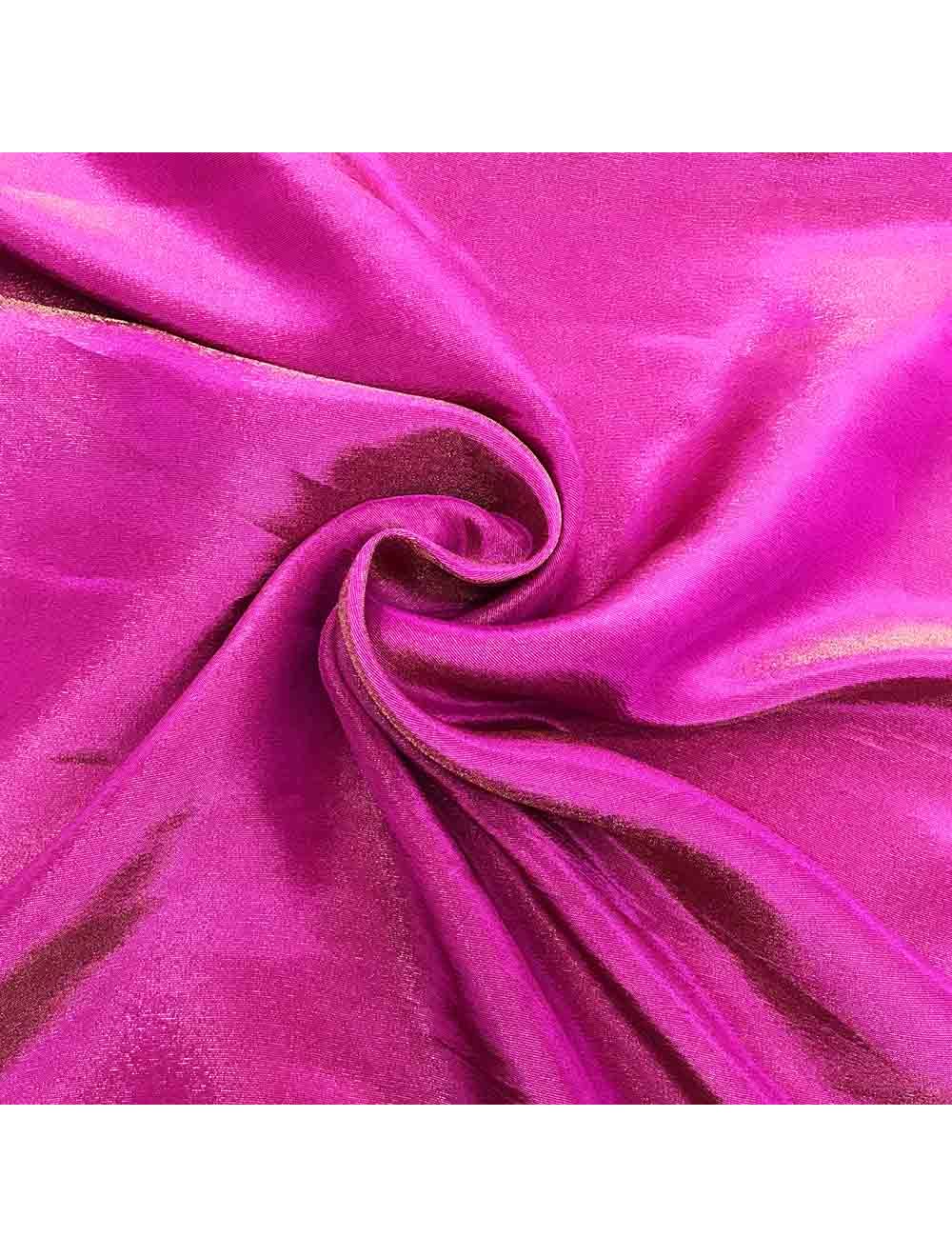 Hot Pink Plain Viscose Gold Tissue Silk Fabric