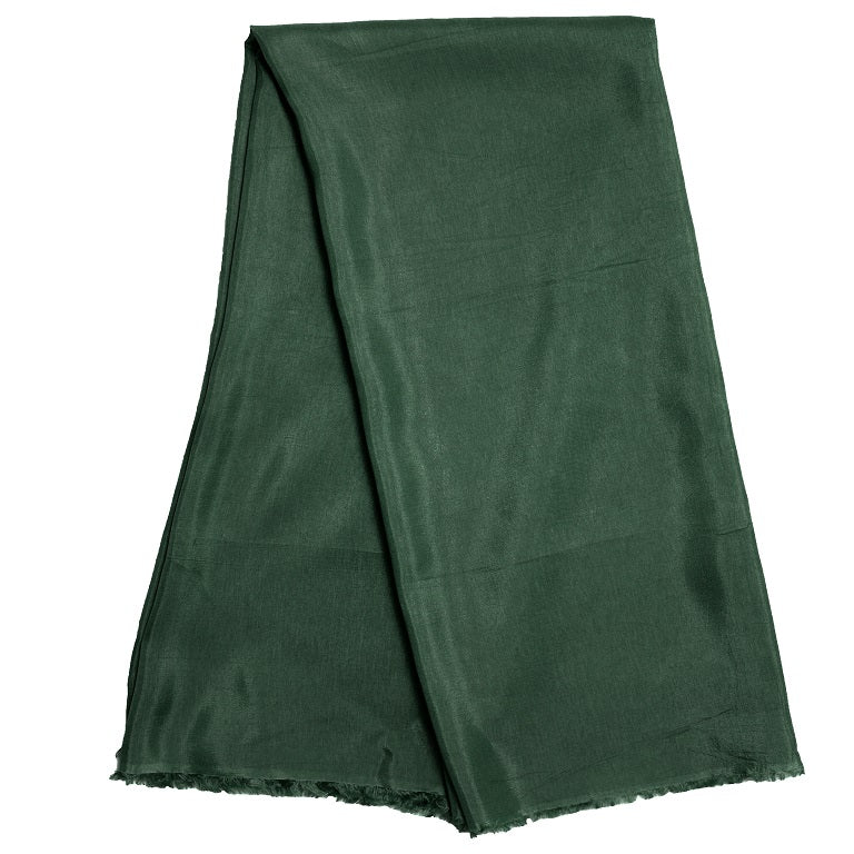 Bottle Green Plain Viscose Dola Silk Fabric