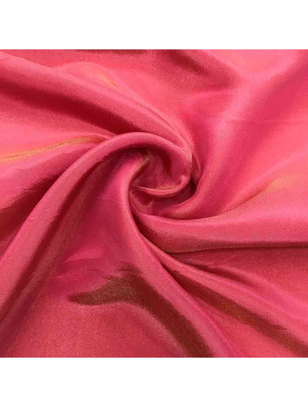 Coral Pink Plain Viscose Gold Tissue Silk Fabric