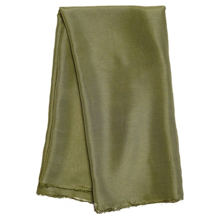 Olive Green Plain Viscose Dola Silk Fabric
