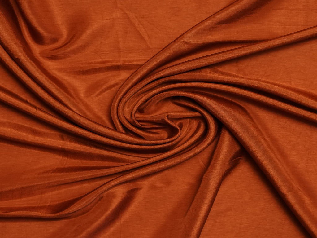 Rust Brown Plain Viscose Dola Silk Fabric