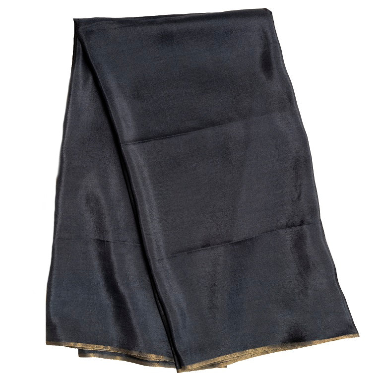 Dark Grey Plain Viscose Uppada Silk Fabric