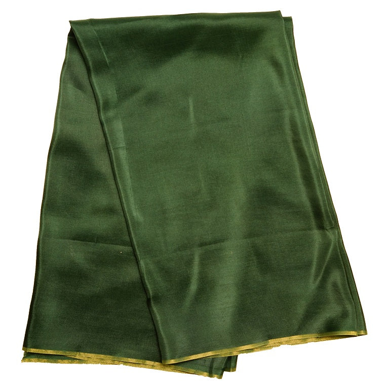Mehandi Green Plain Viscose Uppada Silk Fabric