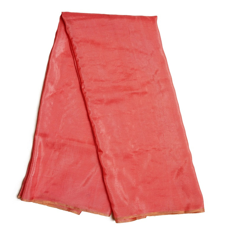 Peach Plain Viscose Uppada Silk Fabric