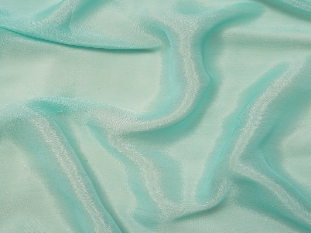 Turquoise Plain Viscose Chinon Chiffon Fabric