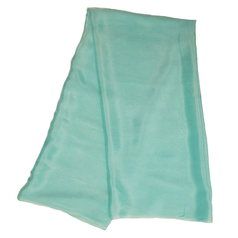 Turquoise Plain Viscose Chinon Chiffon Fabric