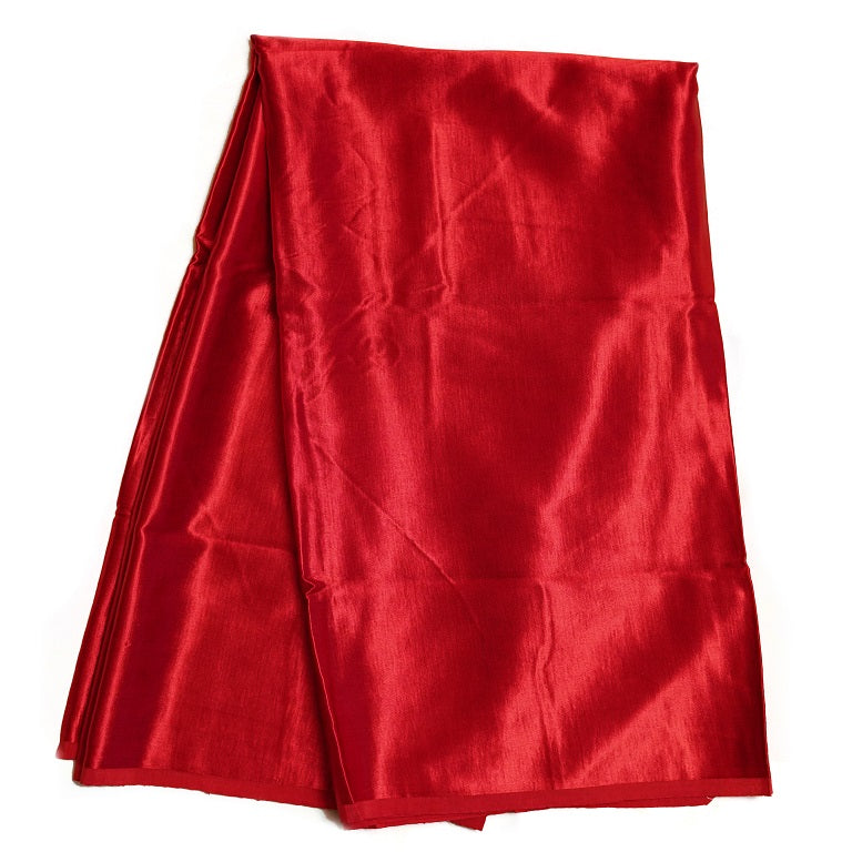 Red Plain Gaji Silk Fabric