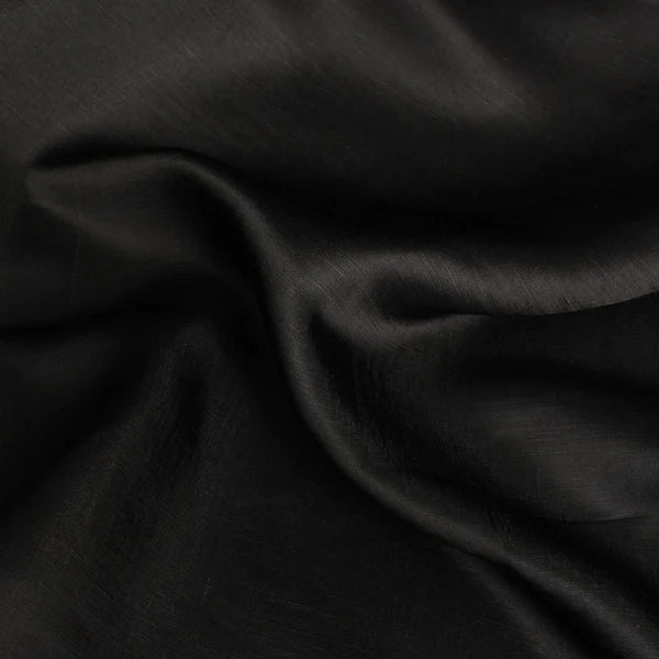 Black Plain Viscose Linen Satin Fabric