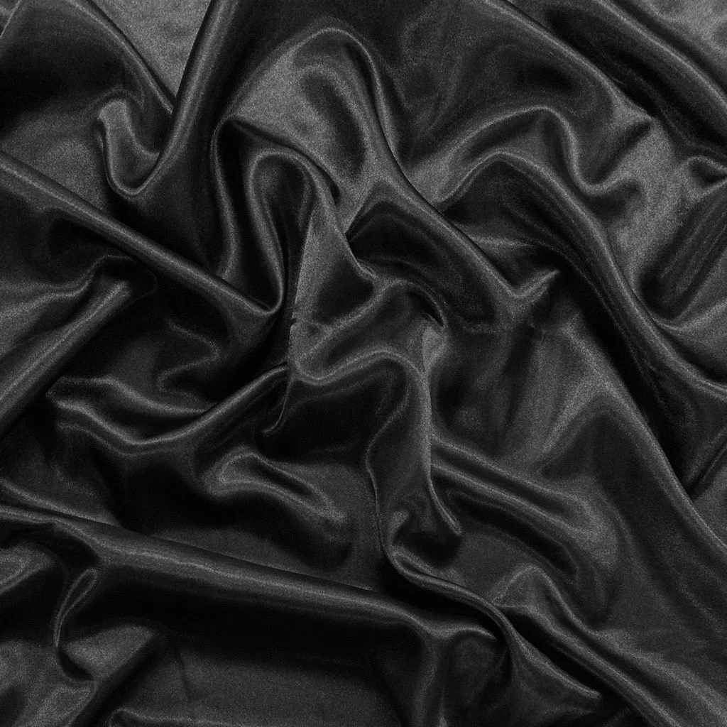 Black Plain Dyed Moss Satin Fabric