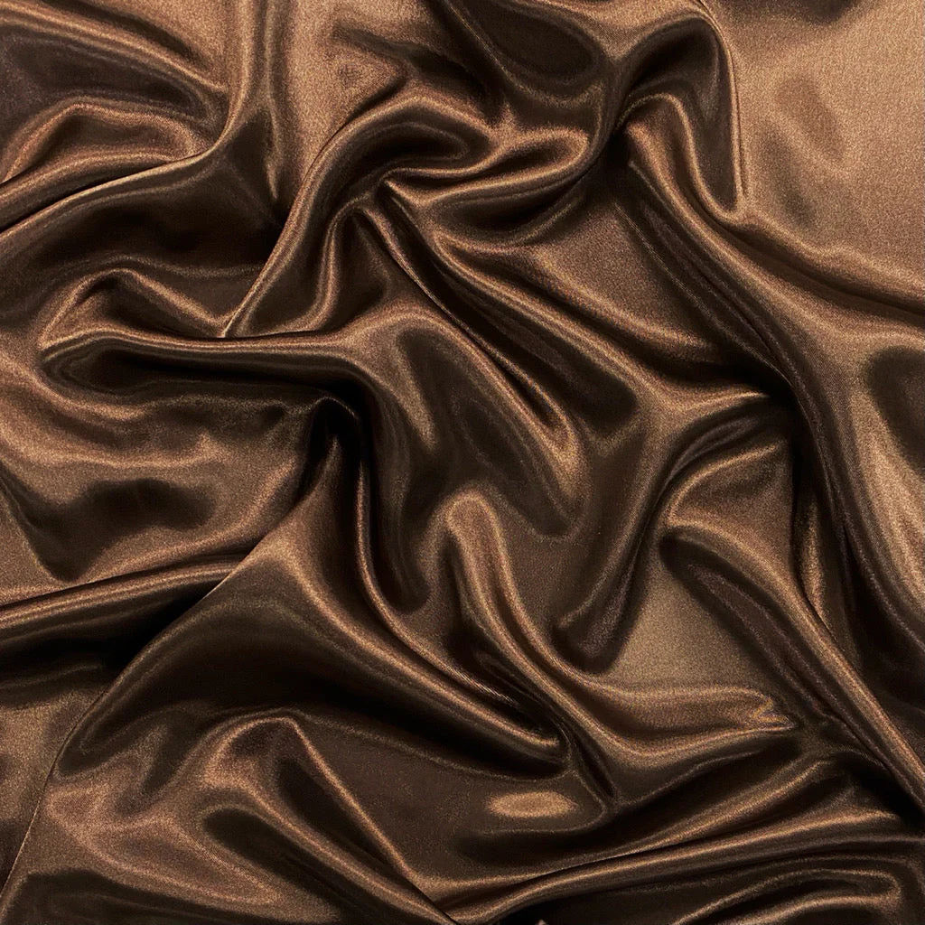 Coffee Plain Dyed Moss Satin Fabric