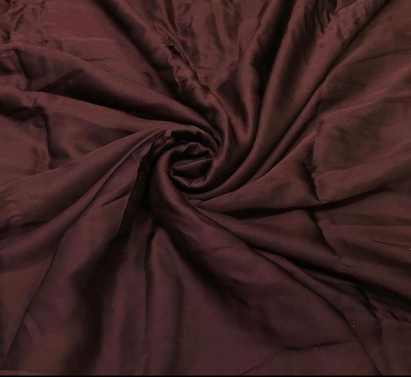 Coffee Brown Plain Viscose Georgette Satin Fabric