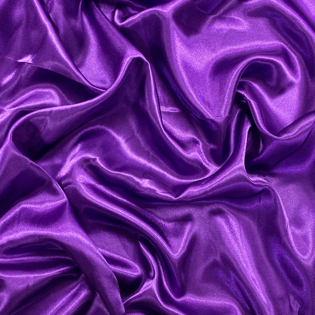 Purple Plain Dyed Moss Satin Fabric