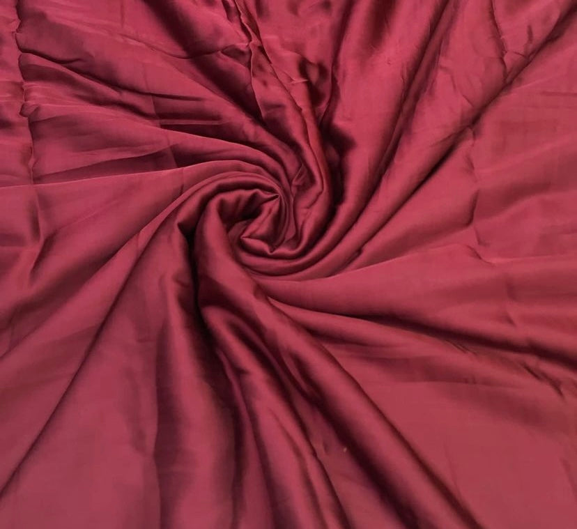 Dusty Red Plain Viscose Georgette Satin Fabric