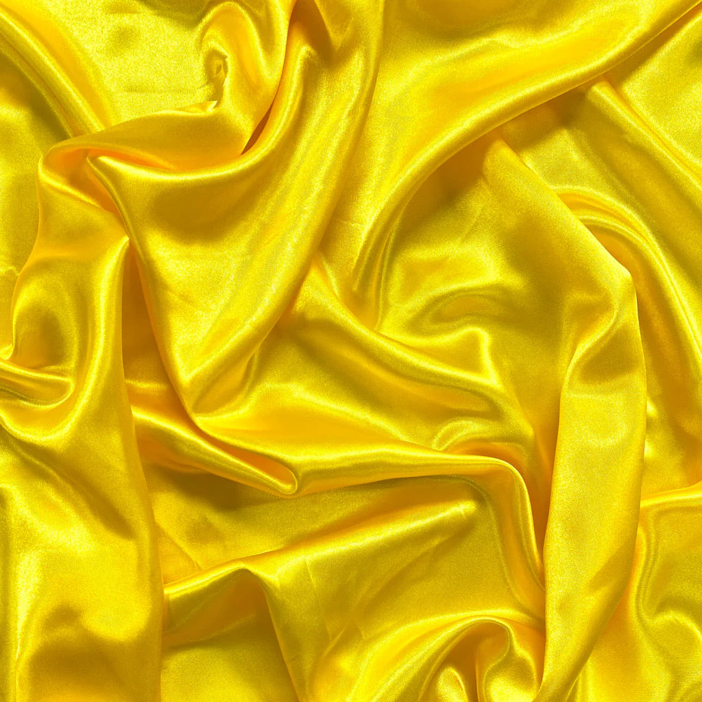Yellow Plain Dyed Moss Satin Fabric
