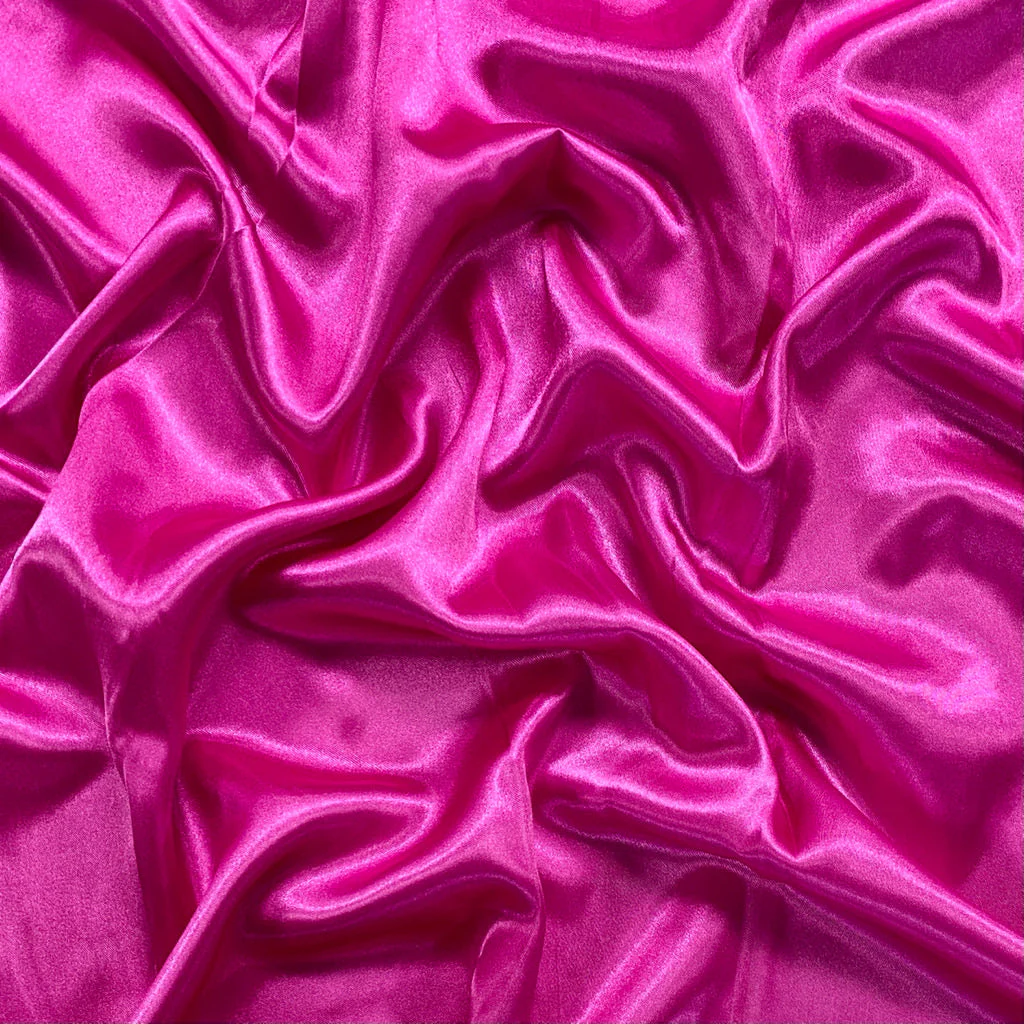 Hot Pink Plain Dyed Moss Satin Fabric