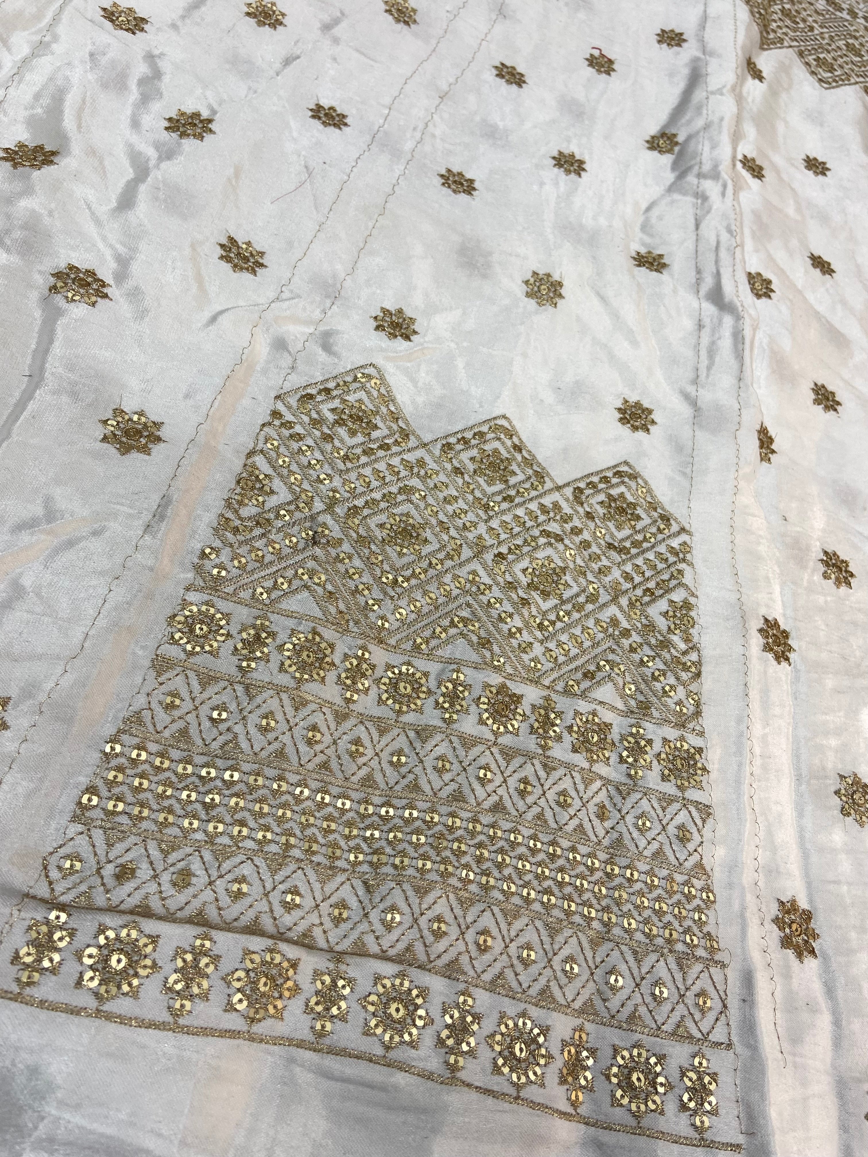 White Dyeable Embroidered Kali Viscose Gaji Silk Fabric