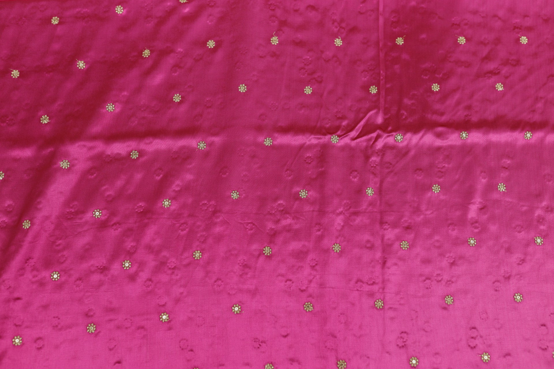 Hot Pink Butti Embroidered Viscose Gaji Silk Fabric