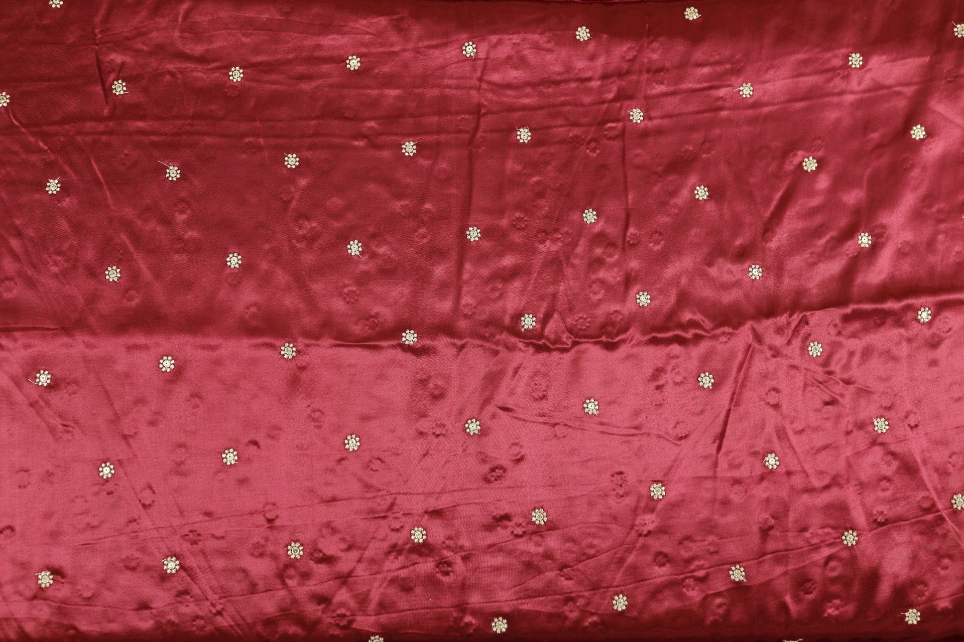 Maroon Butti Embroidered Viscose Gaji Silk Fabric