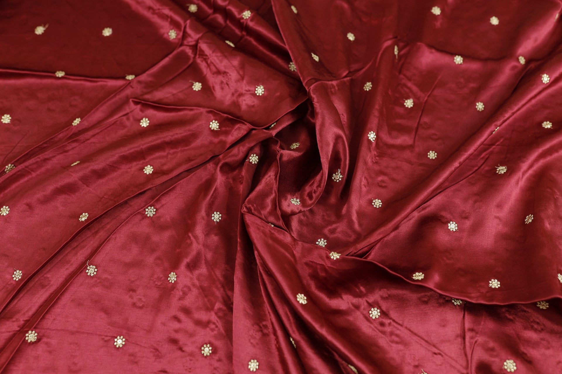 Maroon Butti Embroidered Viscose Gaji Silk Fabric