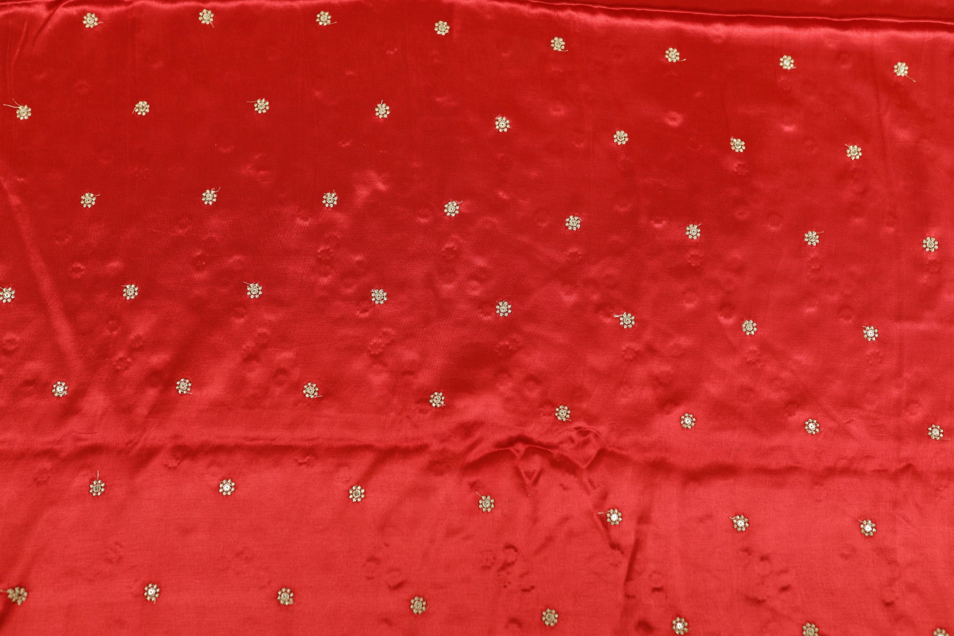 Red Butti Embroidered Viscose Gaji Silk Fabric