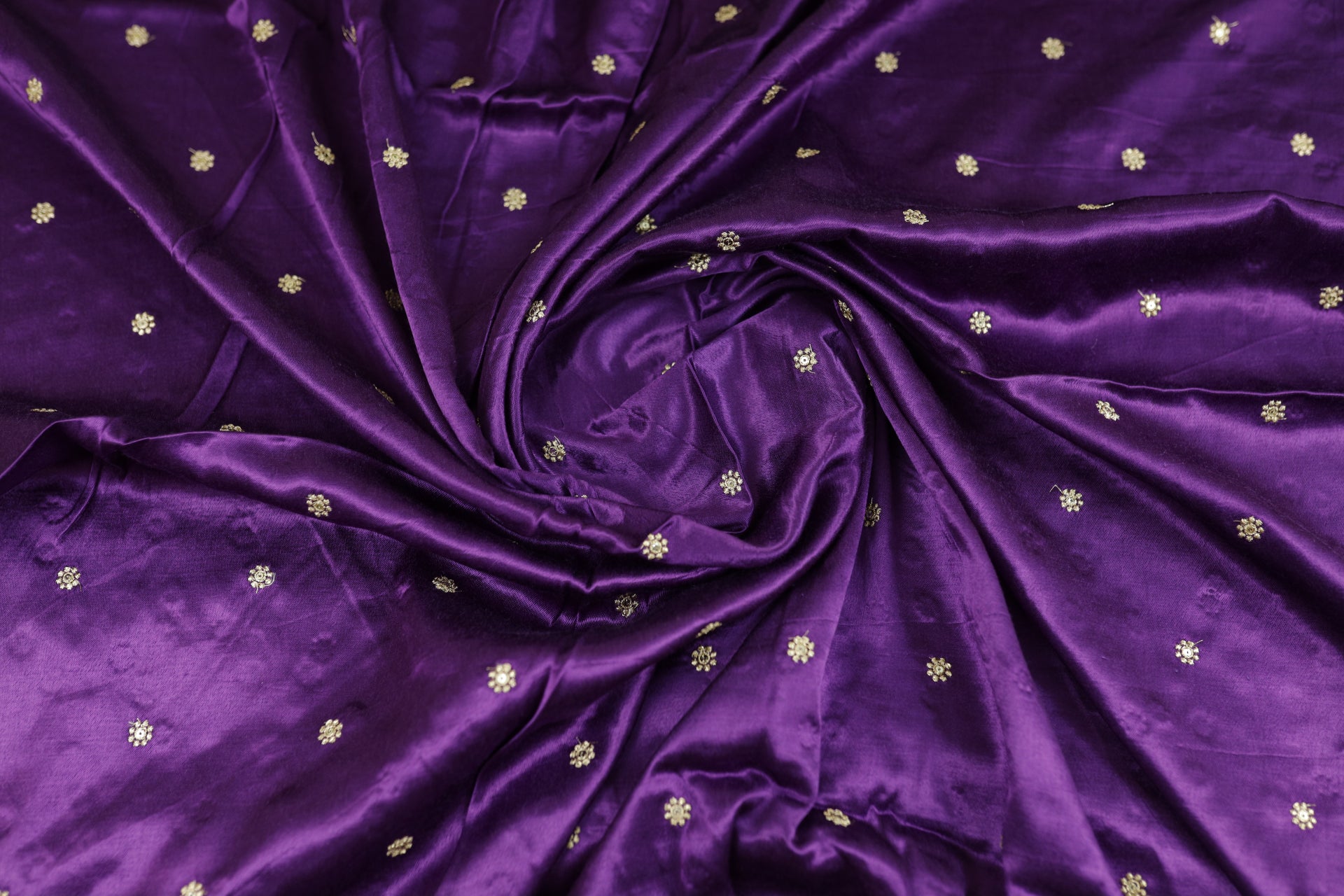 Dark Purple Butti Embroidered Viscose Gaji Silk Fabric