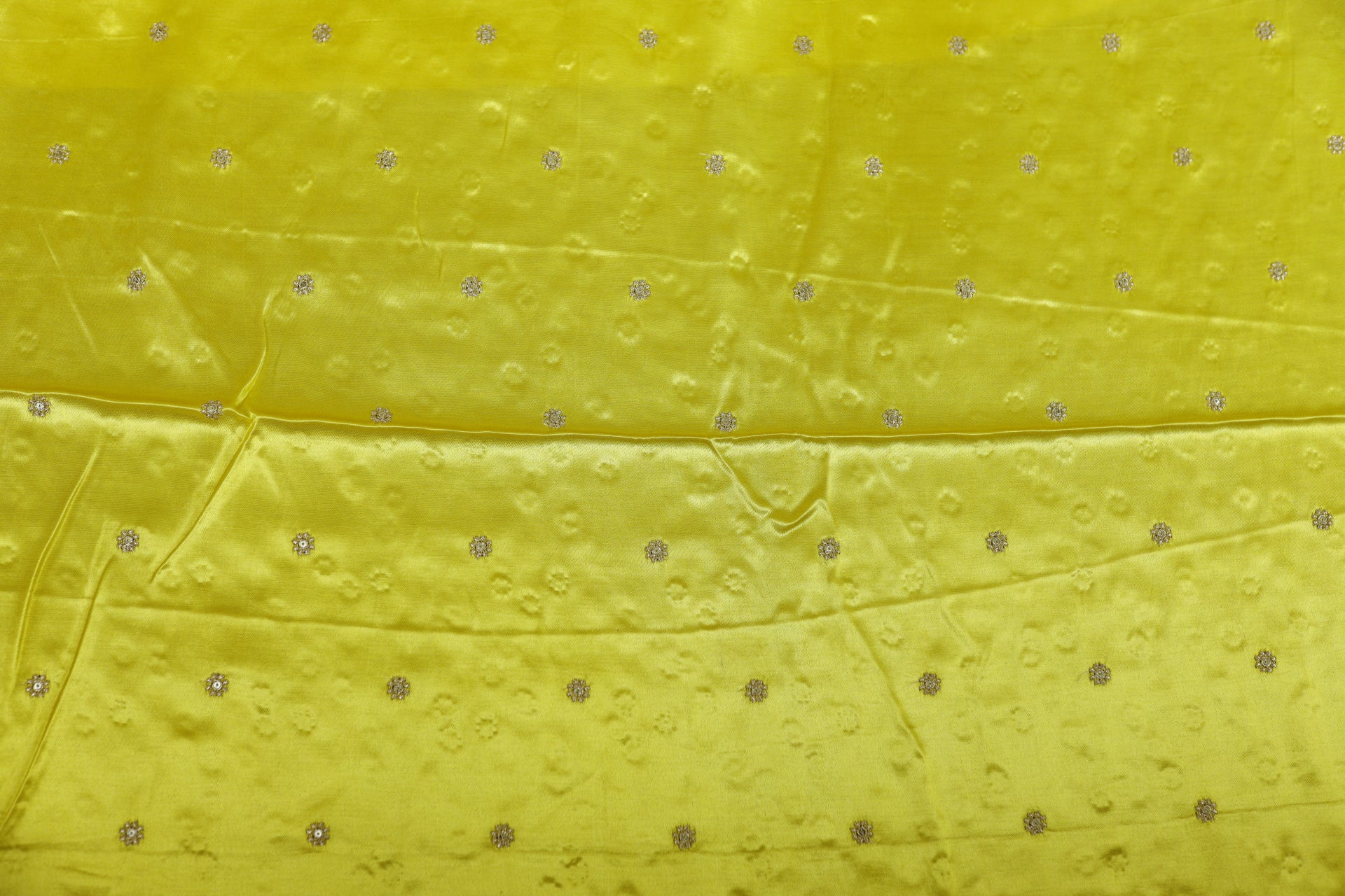 Yellow Butti Embroidered Viscose Gaji Silk Fabric