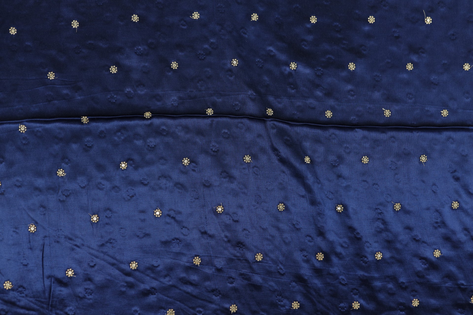 Navy Blue Butti Embroidered Viscose Gaji Silk Fabric