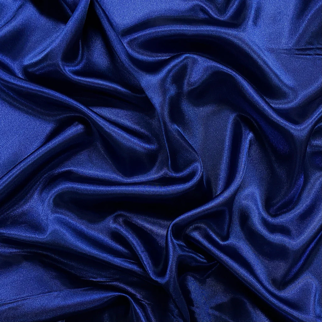 Navy Blue Plain Dyed Moss Satin Fabric