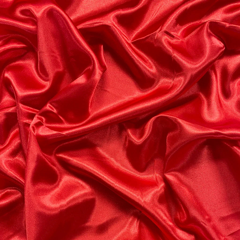 Red Plain Dyed Moss Satin Fabric