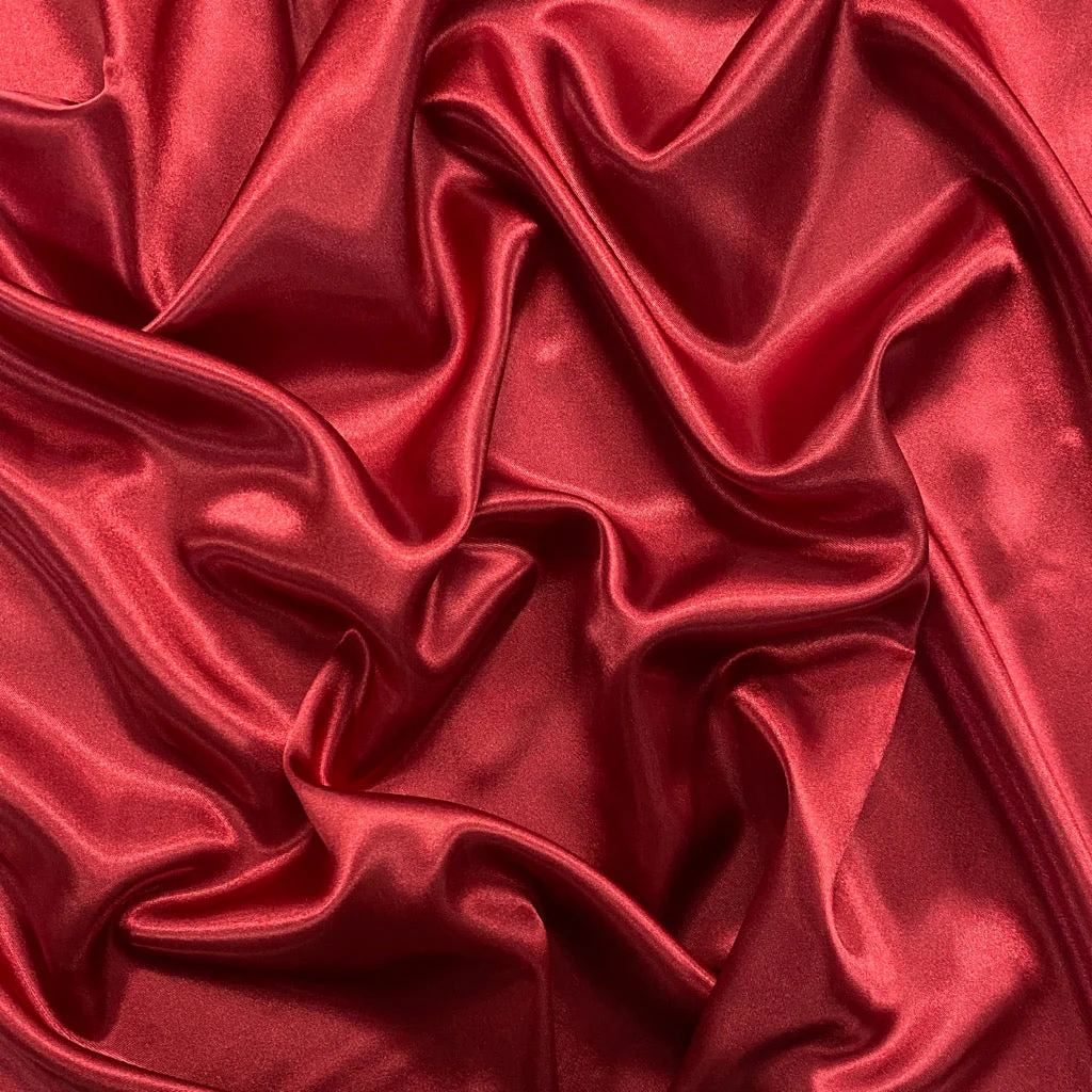 Red Maroon Plain Dyed Moss Satin Fabric