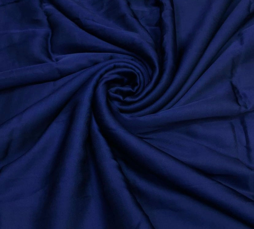 Dark Blue Plain Viscose Georgette Satin Fabric