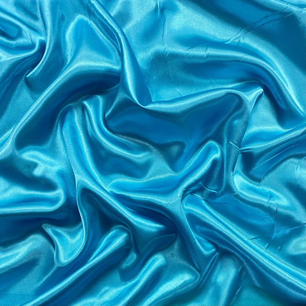 Turquoise Plain Dyed Moss Satin Fabric