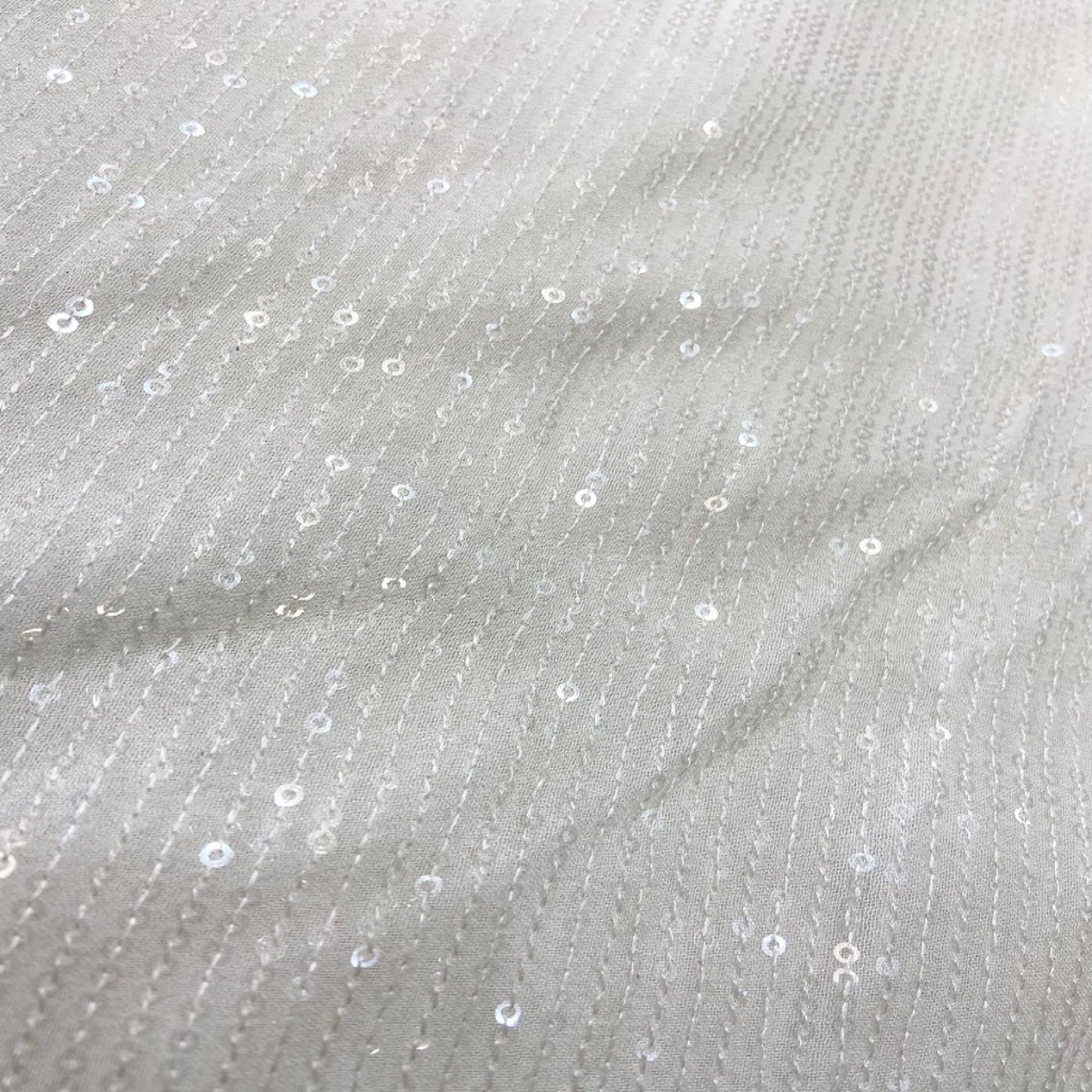 White Water Sequins Stripes Embroidered Dyeable Viscose Georgette Fabric