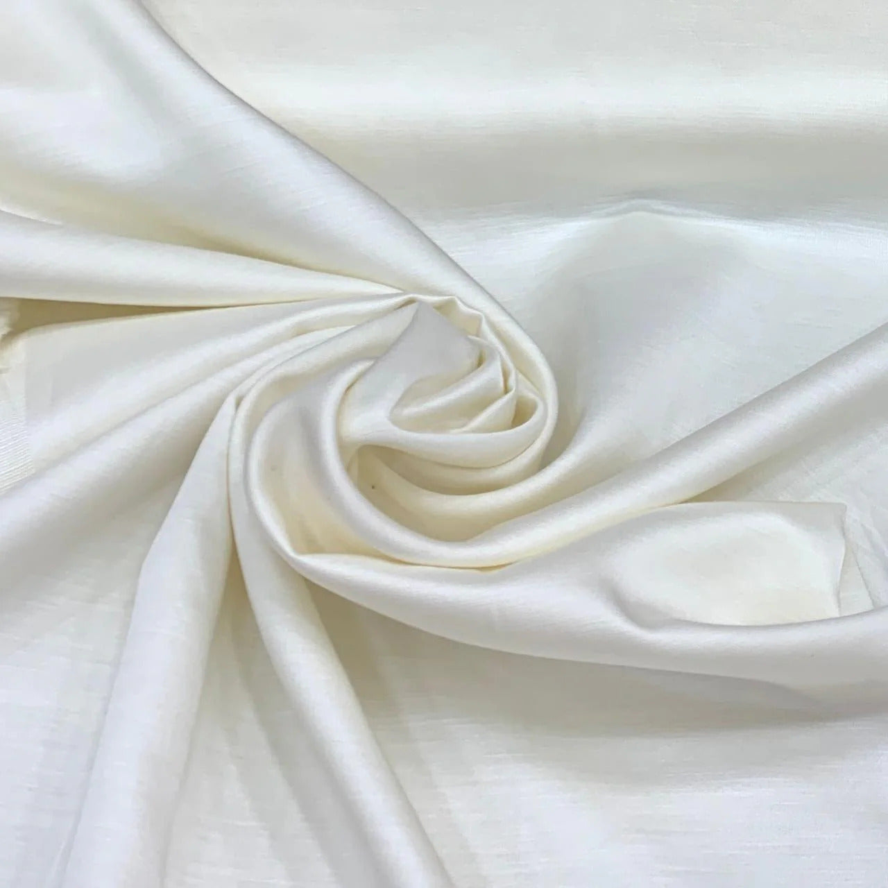 Ivory Plain Viscose Linen Satin Fabric