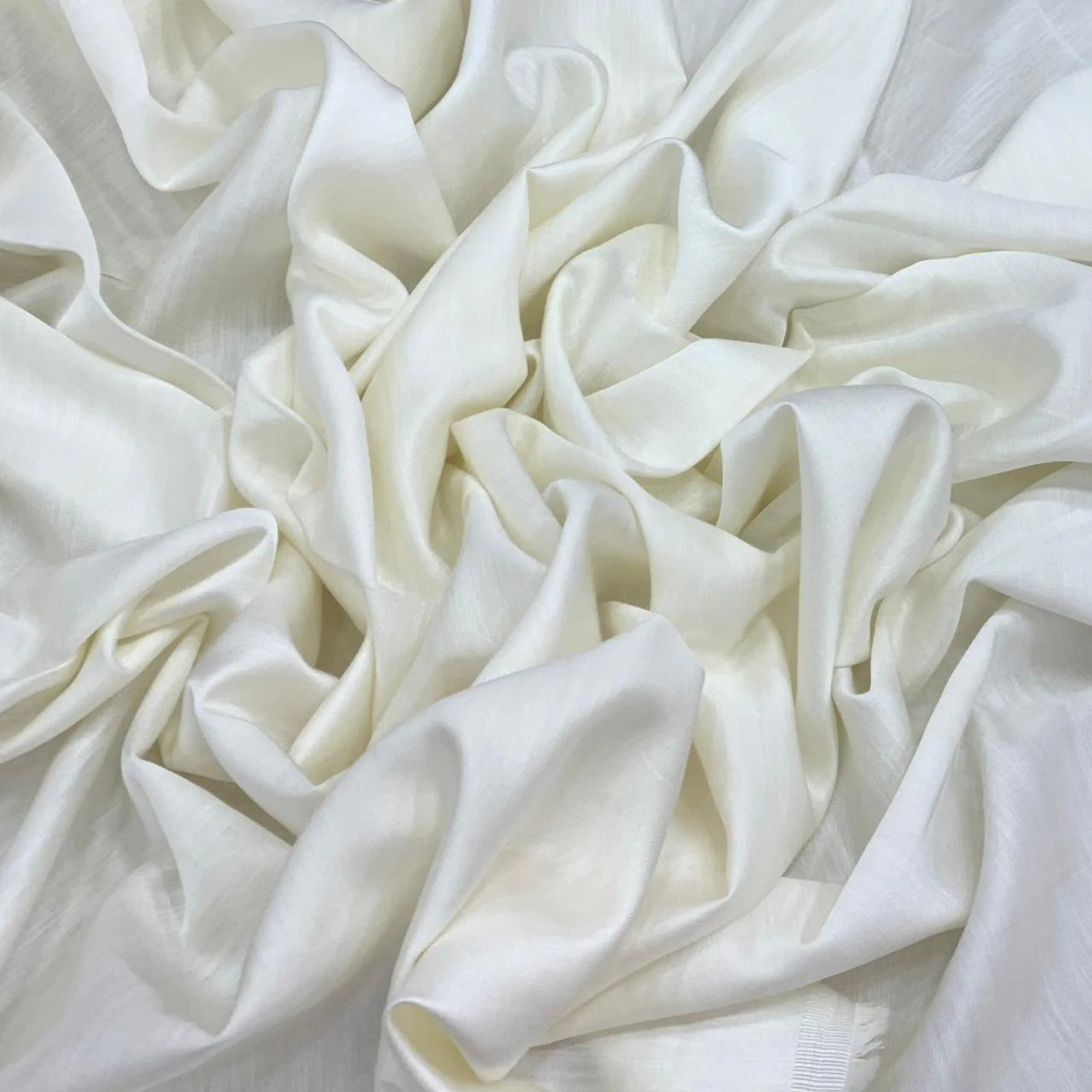 Ivory Plain Viscose Linen Satin Fabric