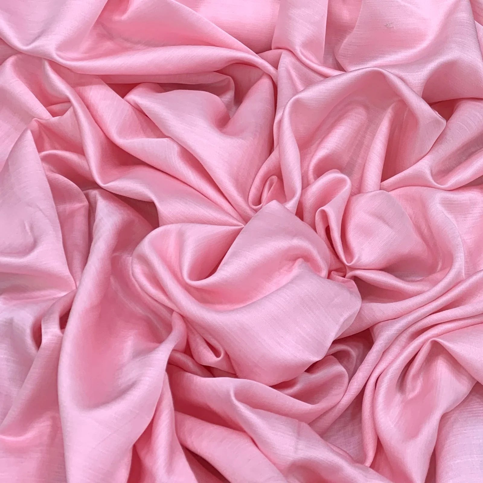 Light Pink Plain Viscose Linen Satin Fabric