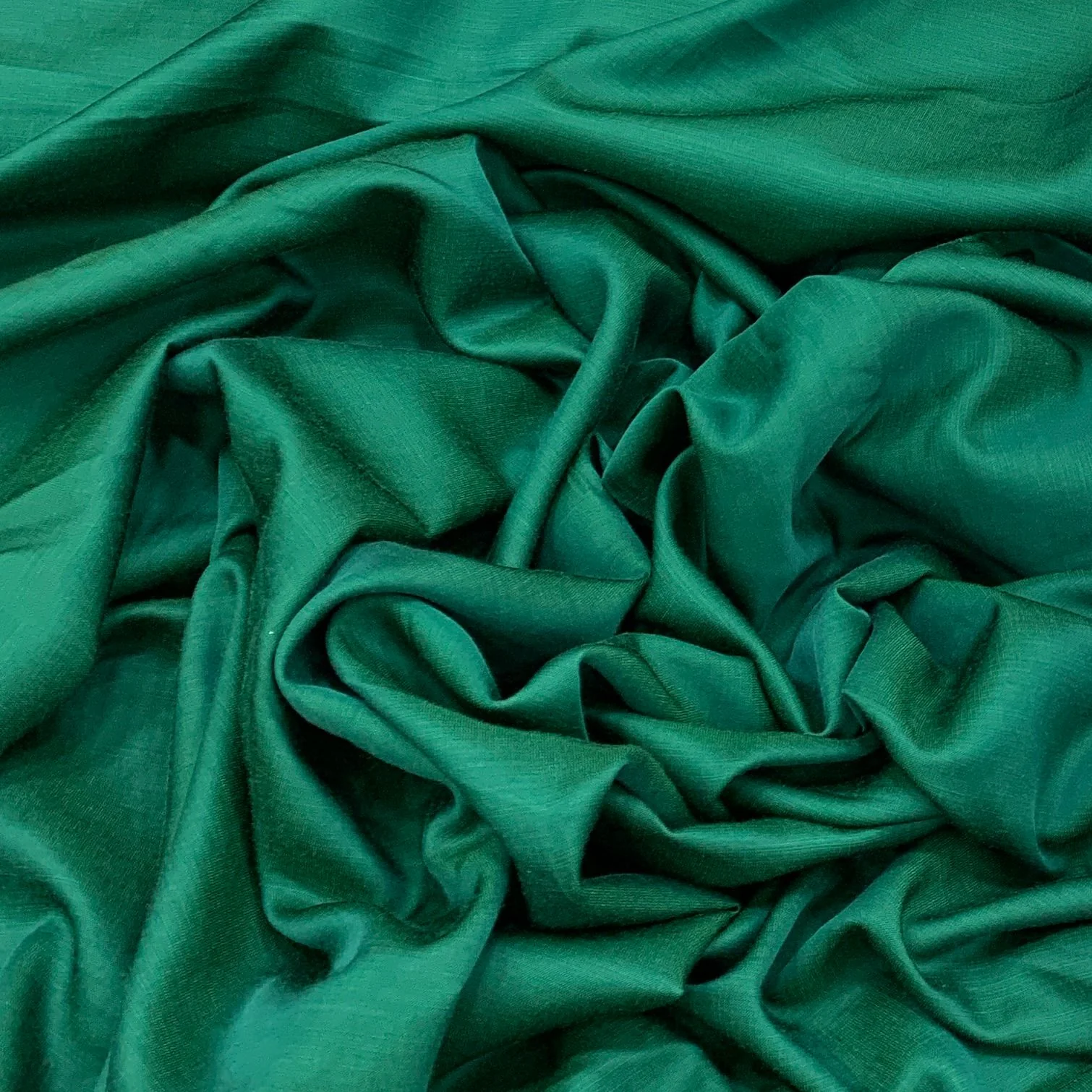Teal Green Plain Viscose Linen Satin Fabric