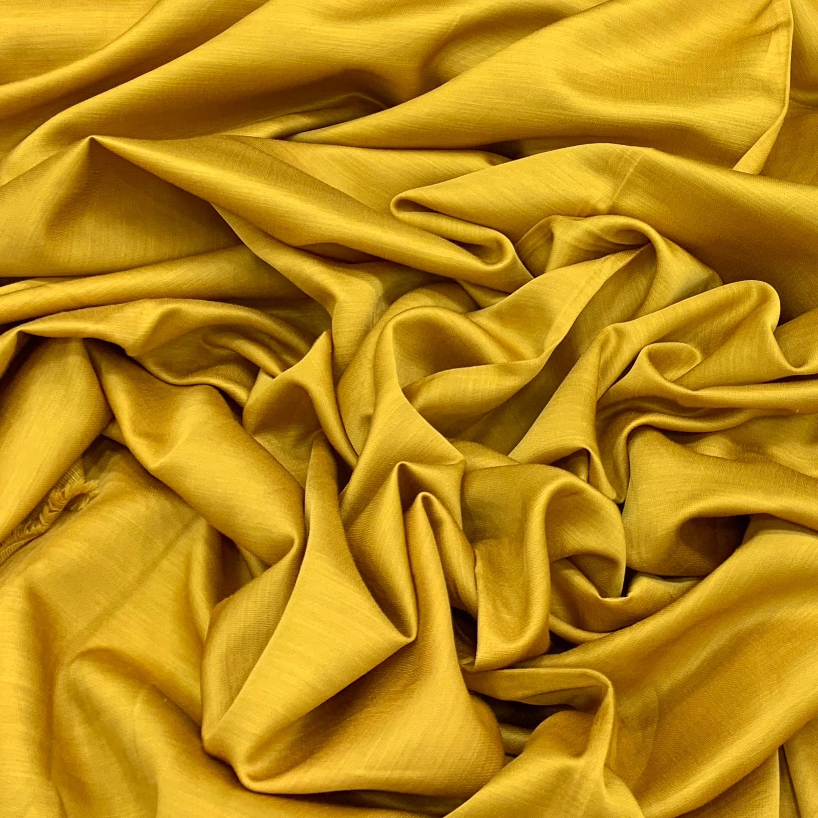 Mustard Yellow Plain Viscose Linen Satin Fabric