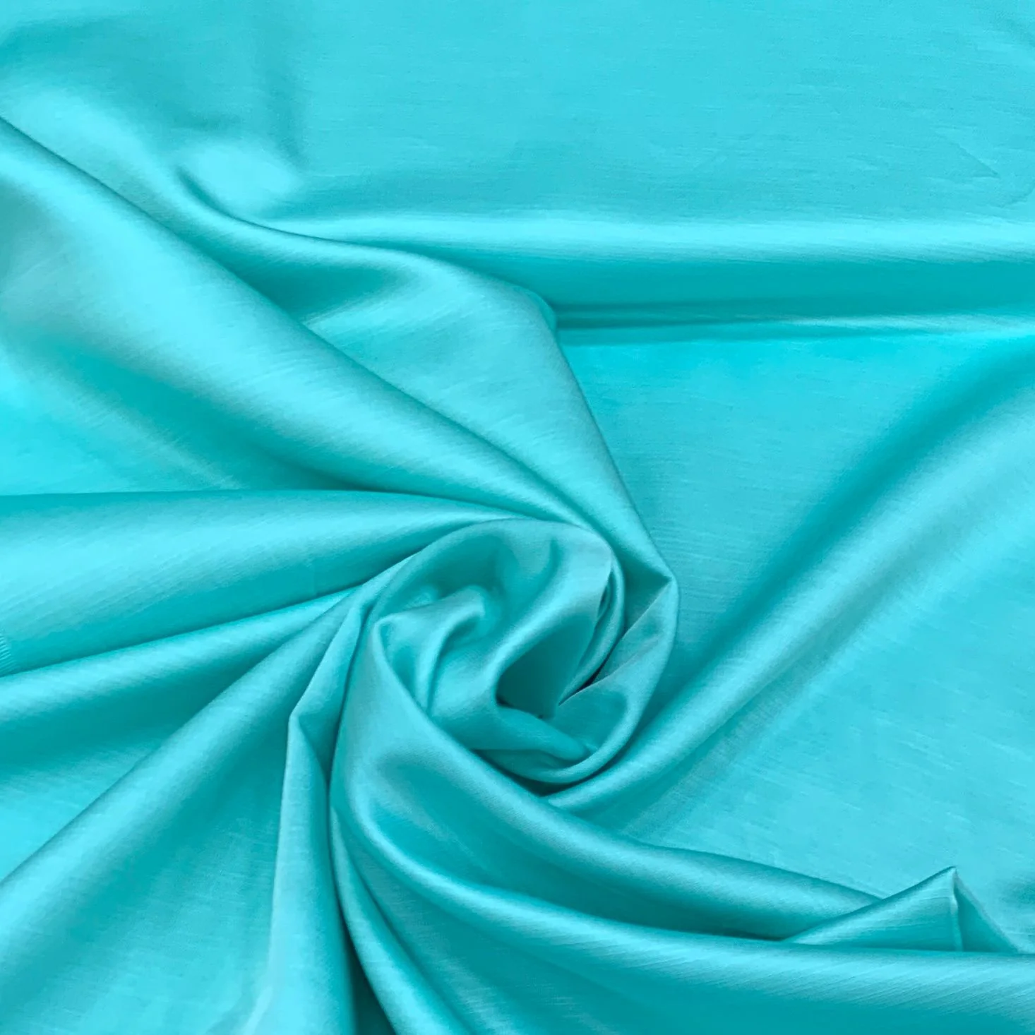 Aqua Blue Plain Viscose Linen Satin Fabric