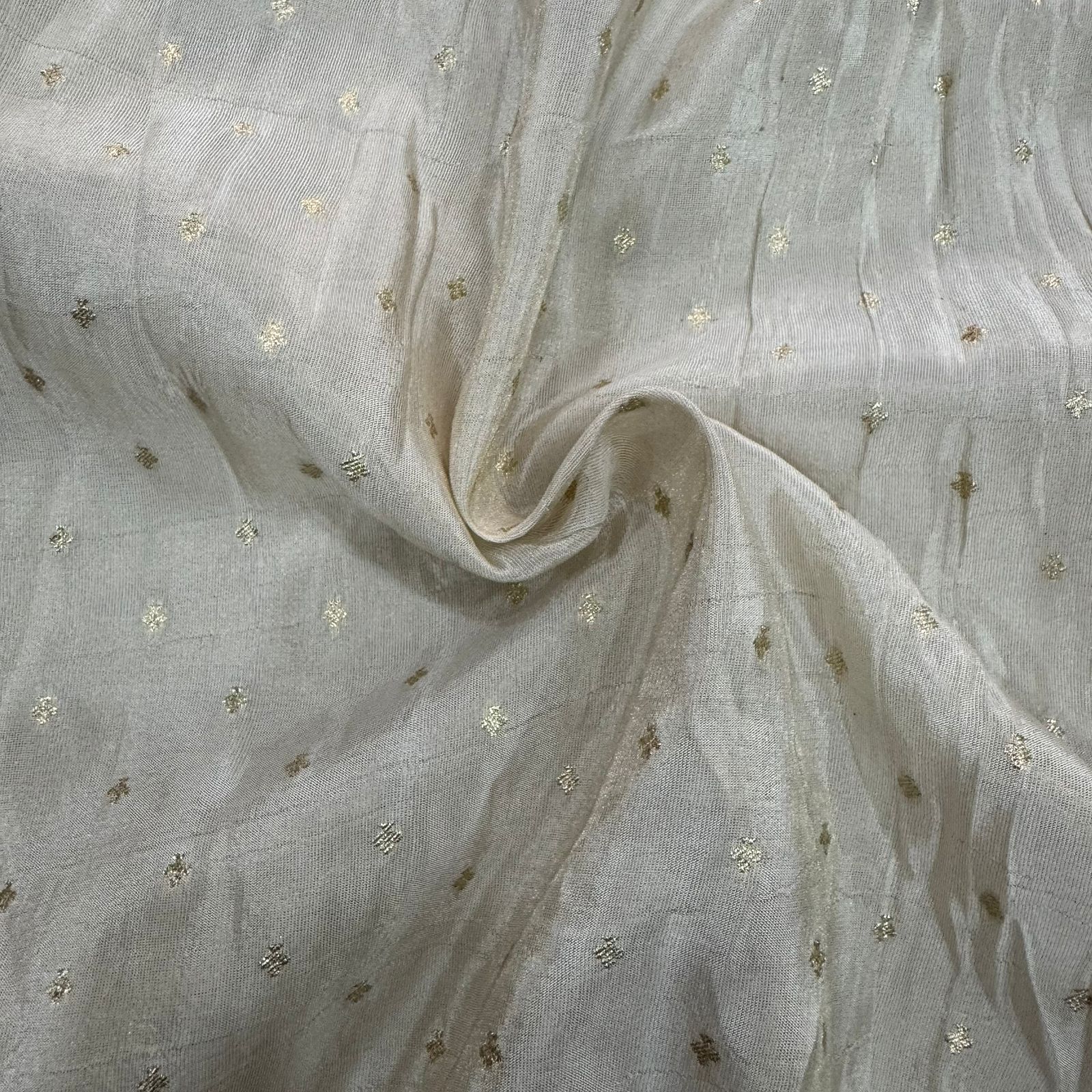 Rose Gold Butti Floral Dyeable Zari Banarasi Viscose Gold Tissue Silk Fabric