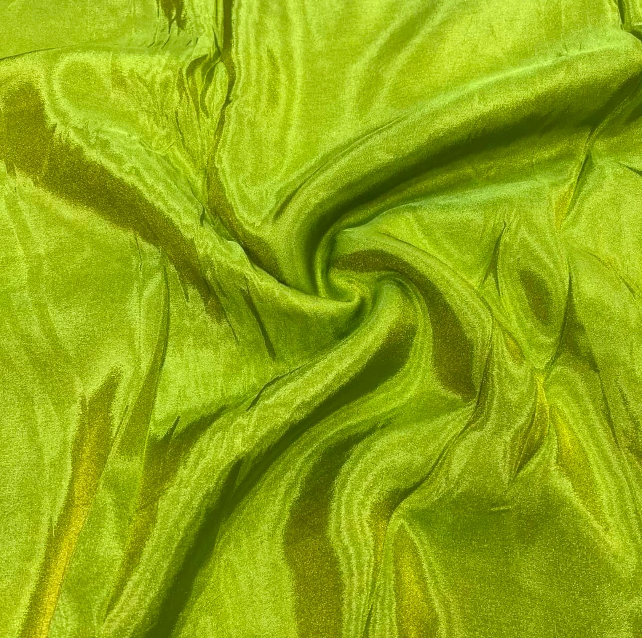 Bright Olive Plain Viscose Gold Tissue Silk Fabric
