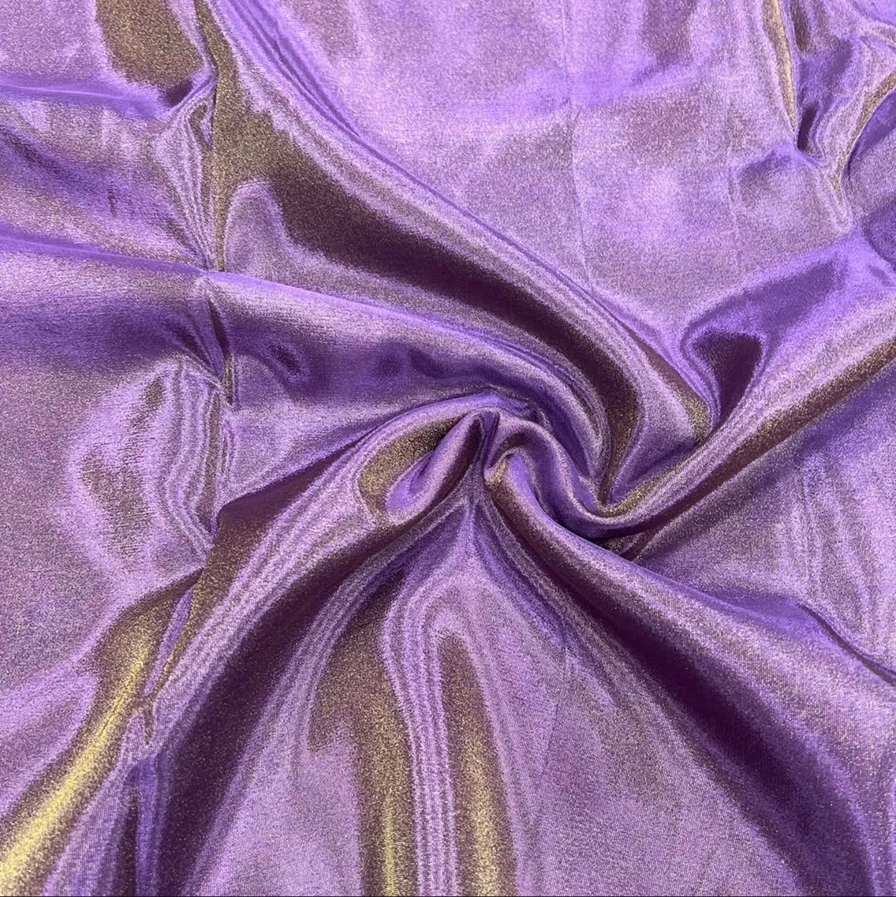 Light Purple Plain Viscose Gold Tissue Silk Fabric