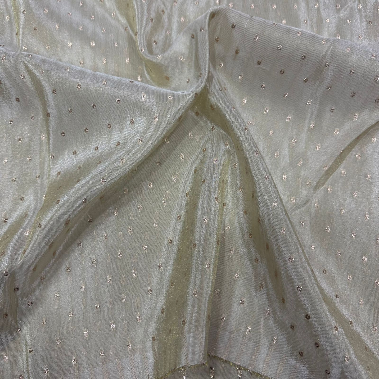 Gold Butti Floral Dyeable Zari Banarasi Viscose Gold Tissue Silk Fabric