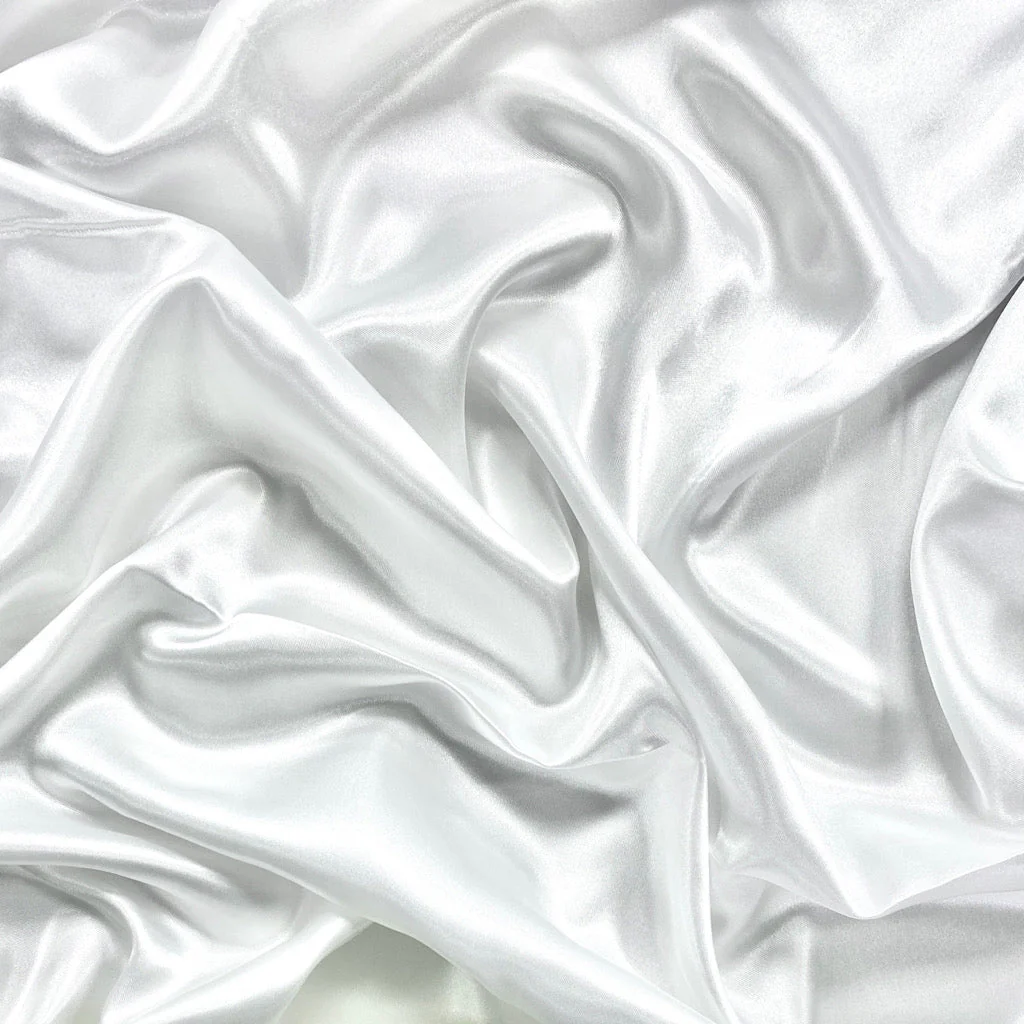 White Plain Dyed Moss Satin Fabric