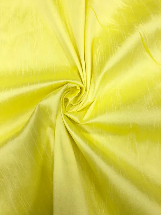 Lemon Yellow Plain Dyed Bangalore Raw Silk Fabric