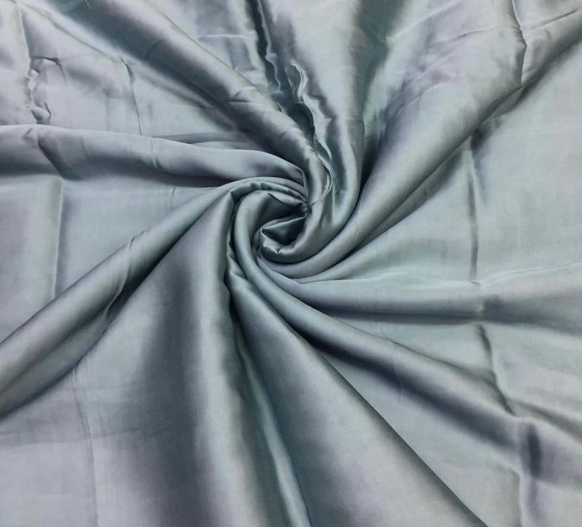 Grey Plain Viscose Georgette Satin Fabric