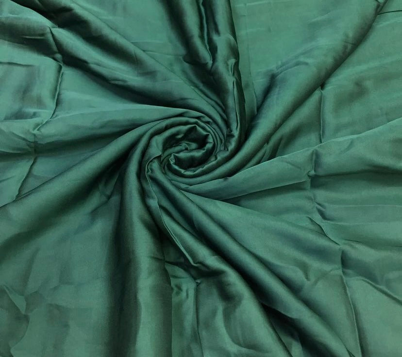 Green Plain Viscose Georgette Satin Fabric